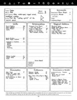 HeroQuest 1st Edition – Character Sheet Sample – The Well of Daliath