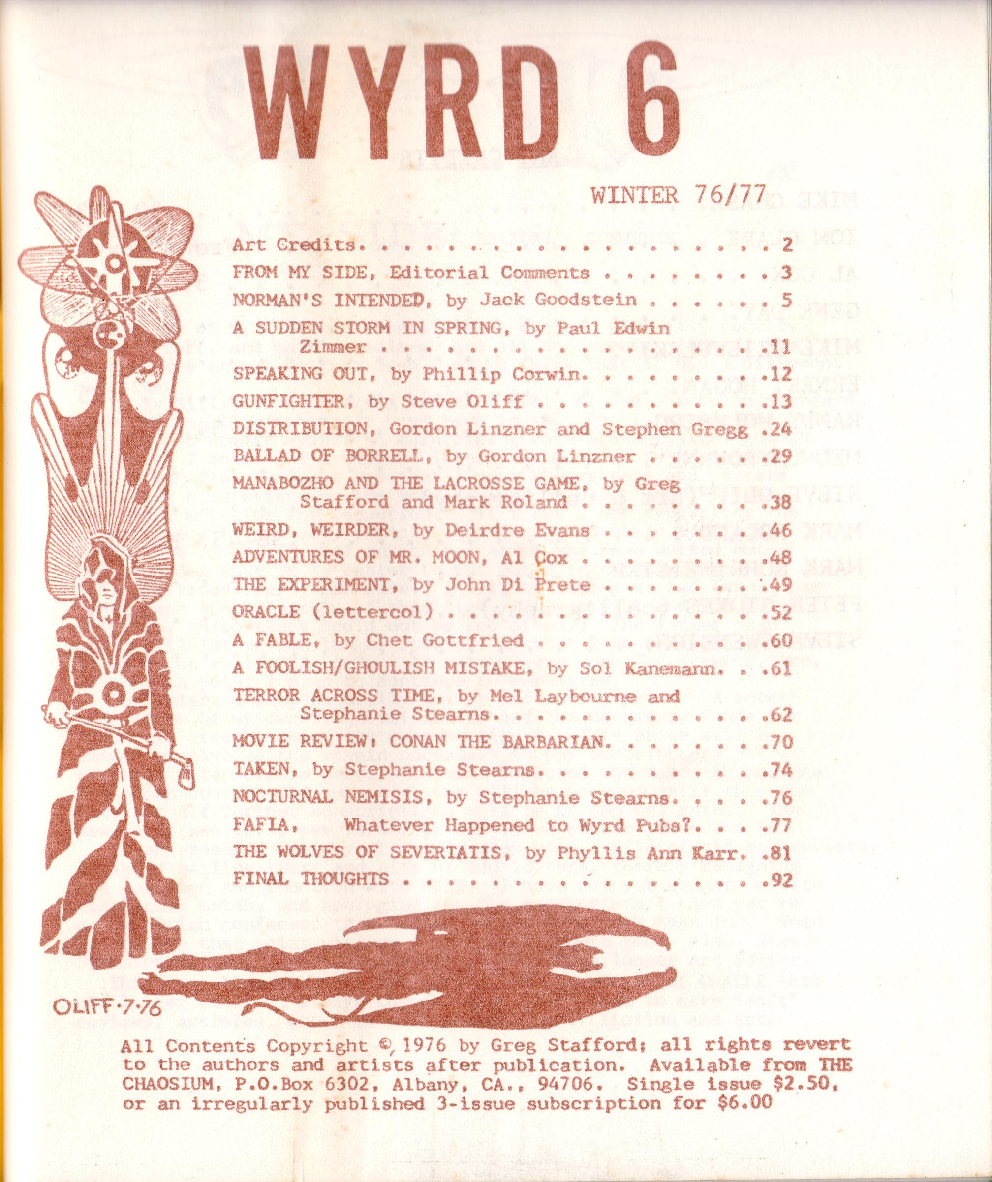 Wyrd #6 Contents